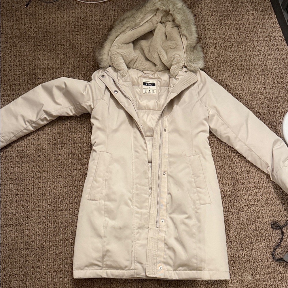 Abercrombie & Fitch Women's Beige Hooded Ski Jacket